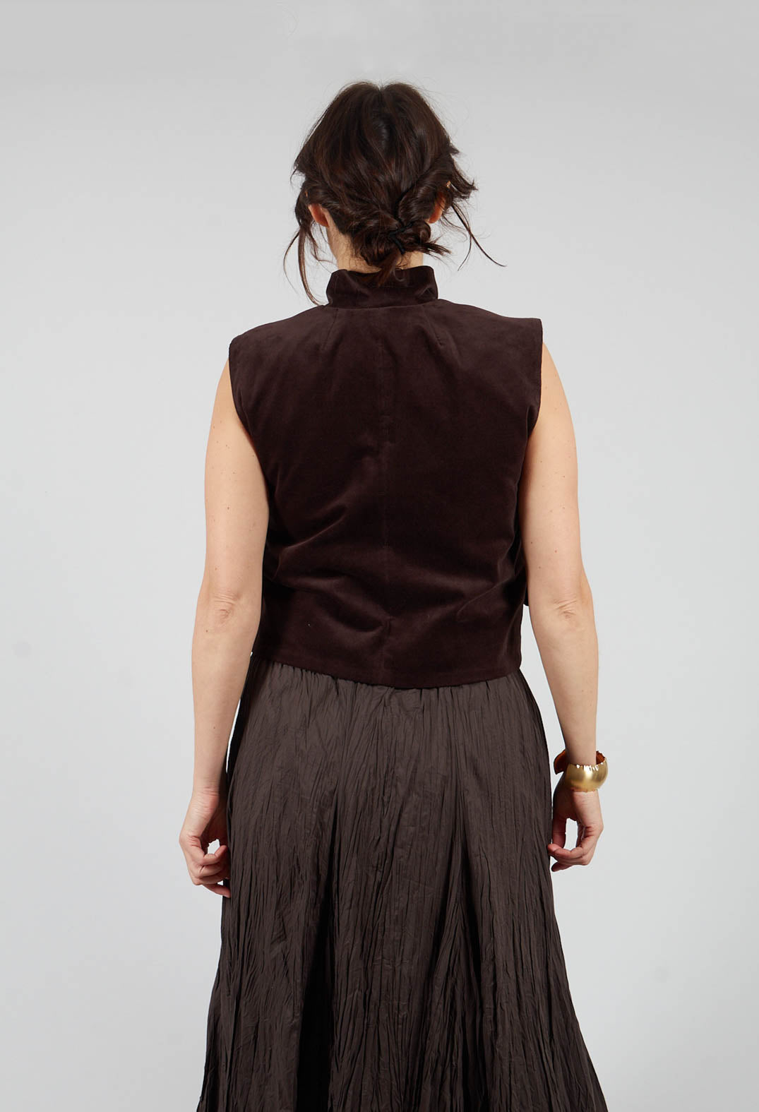 Velvet Gillet in Chocolate