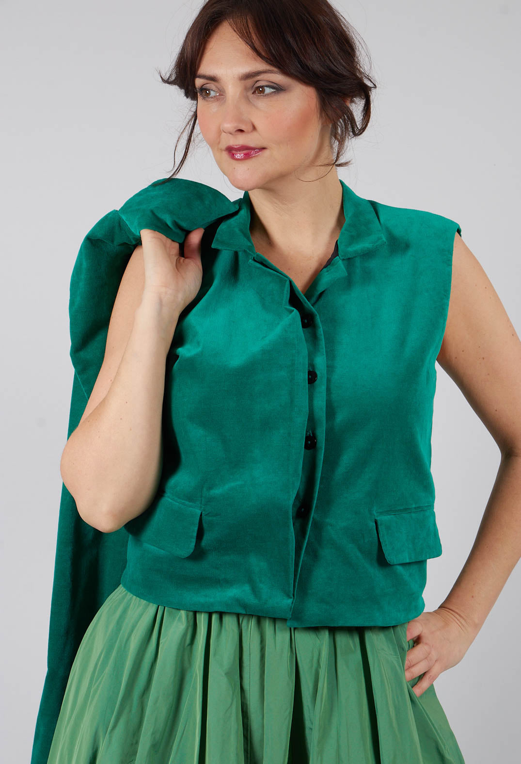 Velvet Gillet in Green