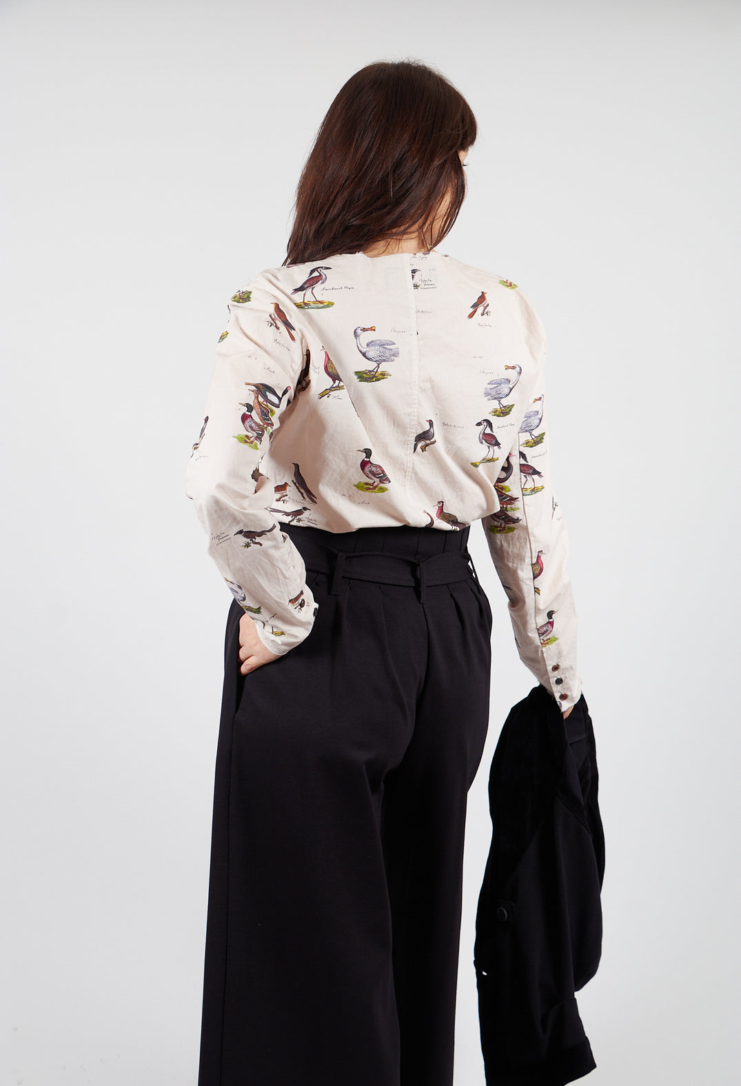 Cotton Button Up Blouse in Bird