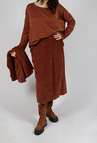 Velvet Wrap Skirt in Rust