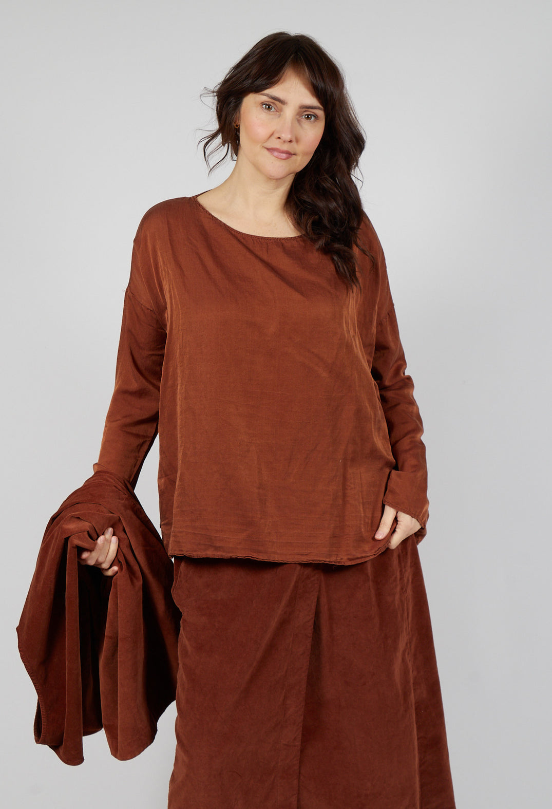 Silk T-Shirt in Rust