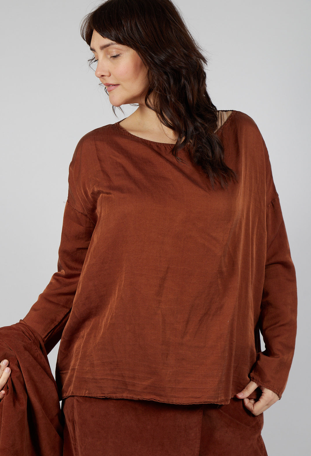 Silk T-Shirt in Rust