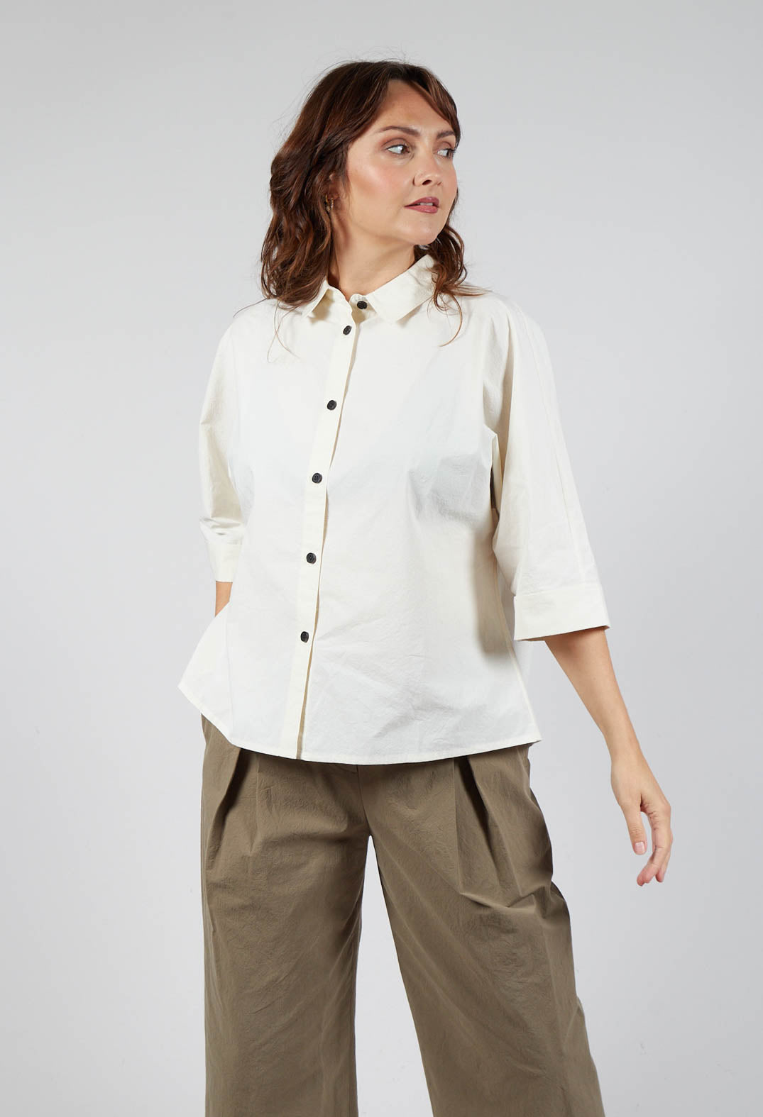 Oversized Cotton Shirt in Milk