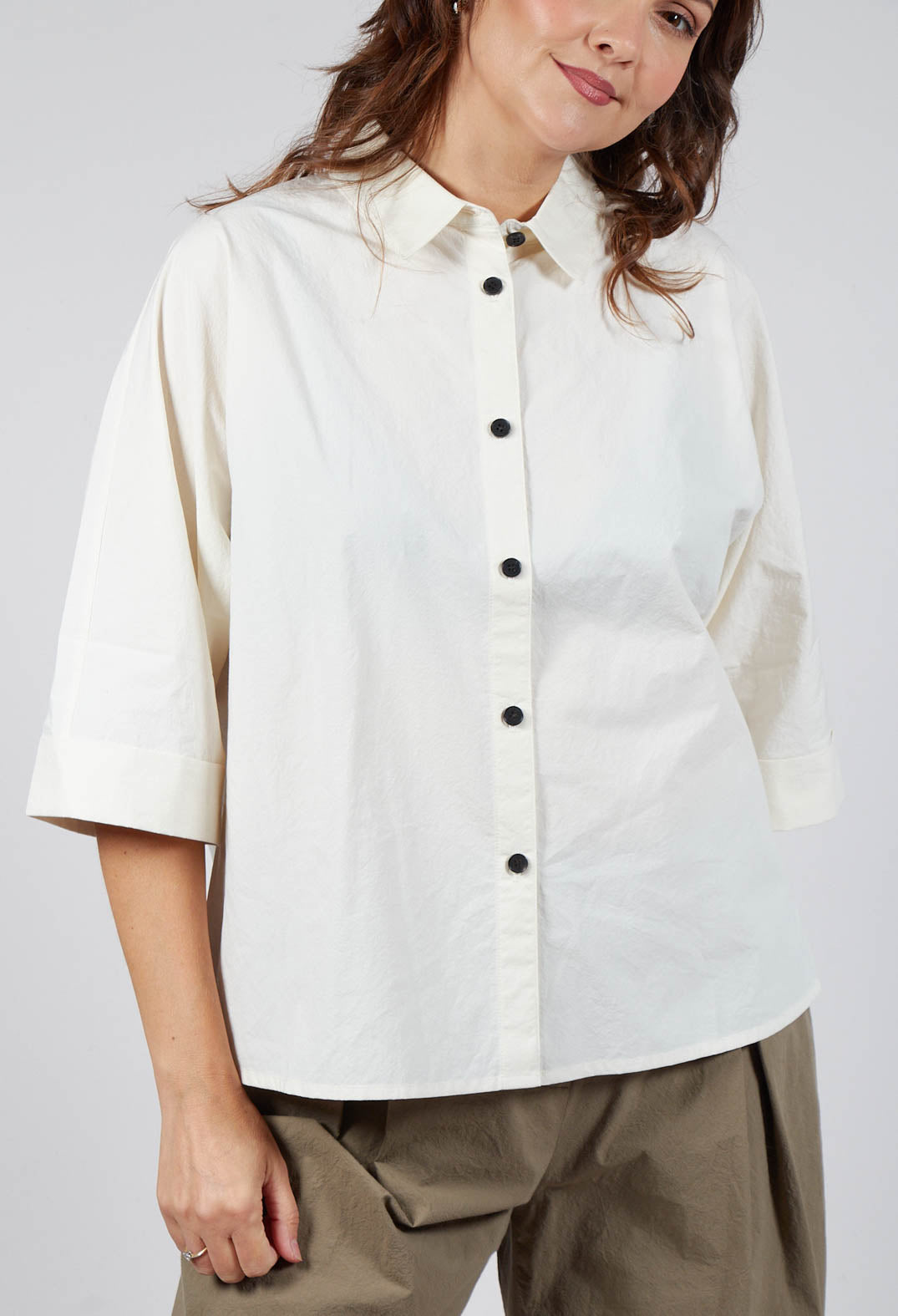 Oversized Cotton Shirt in Milk