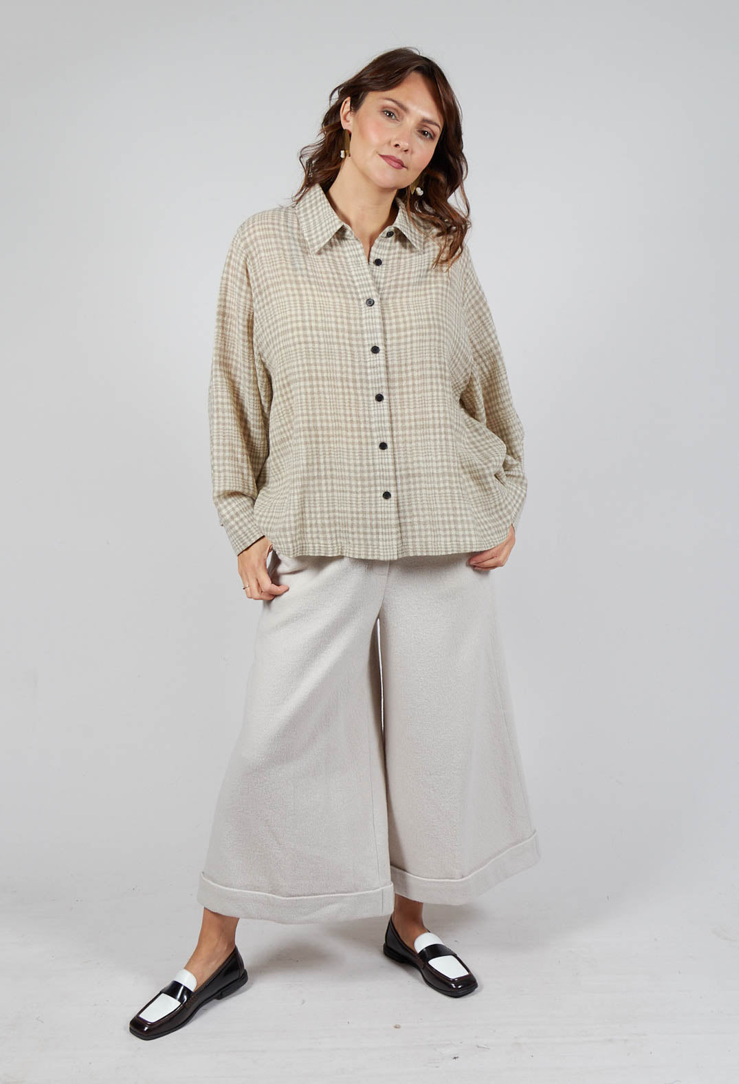 Long Sleeve Shirt in Beige Check