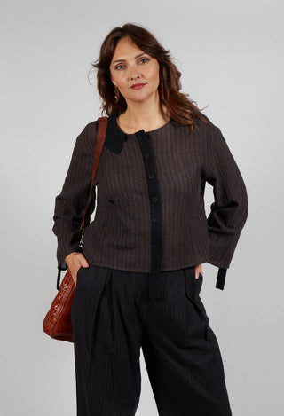 Collared Blouse in Brown Stripe