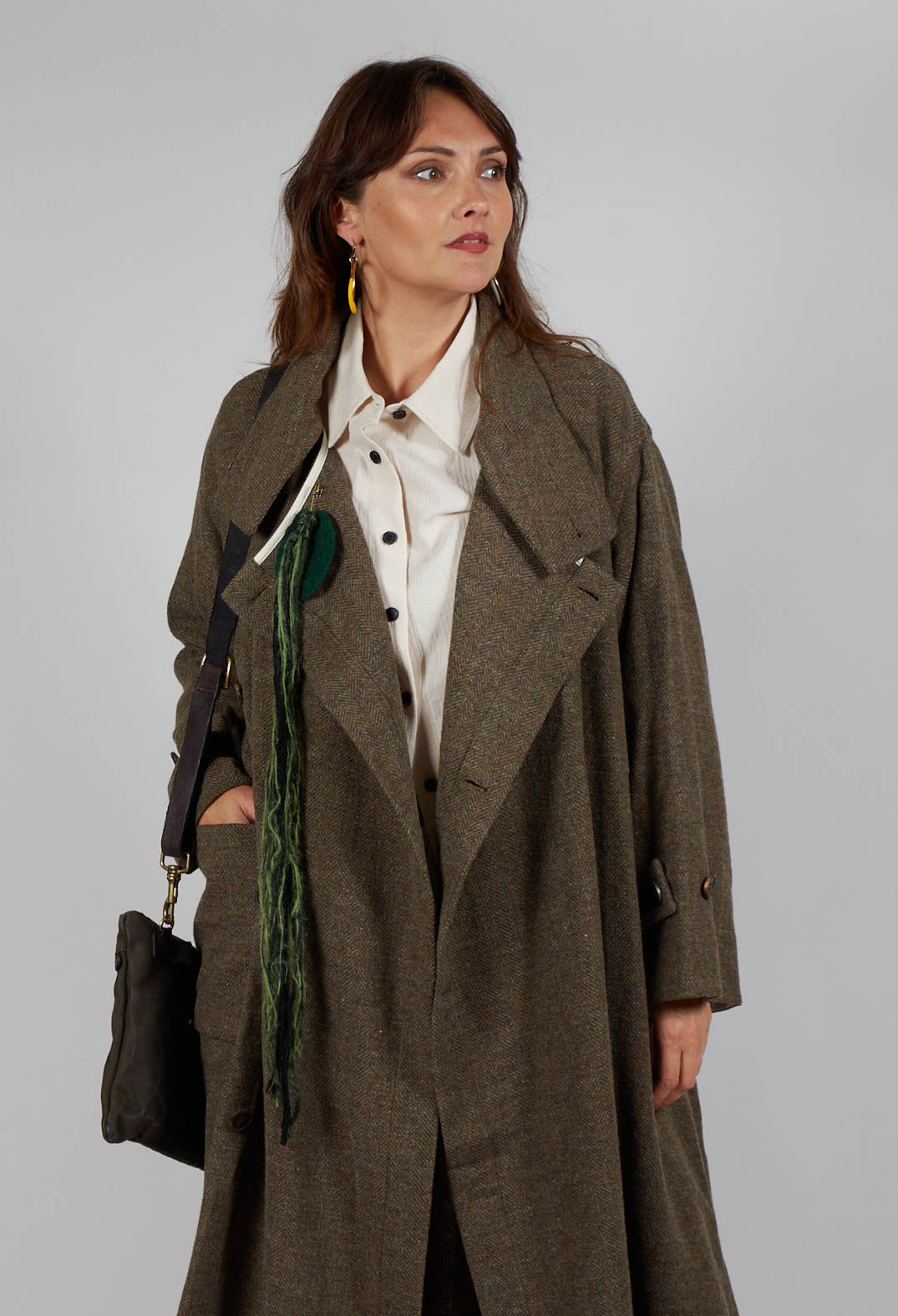 Wool Trench Coat in Grey