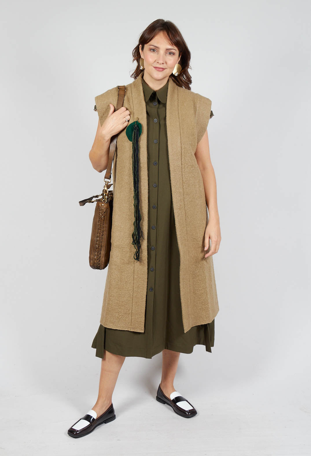 Longline Gilet in Camel