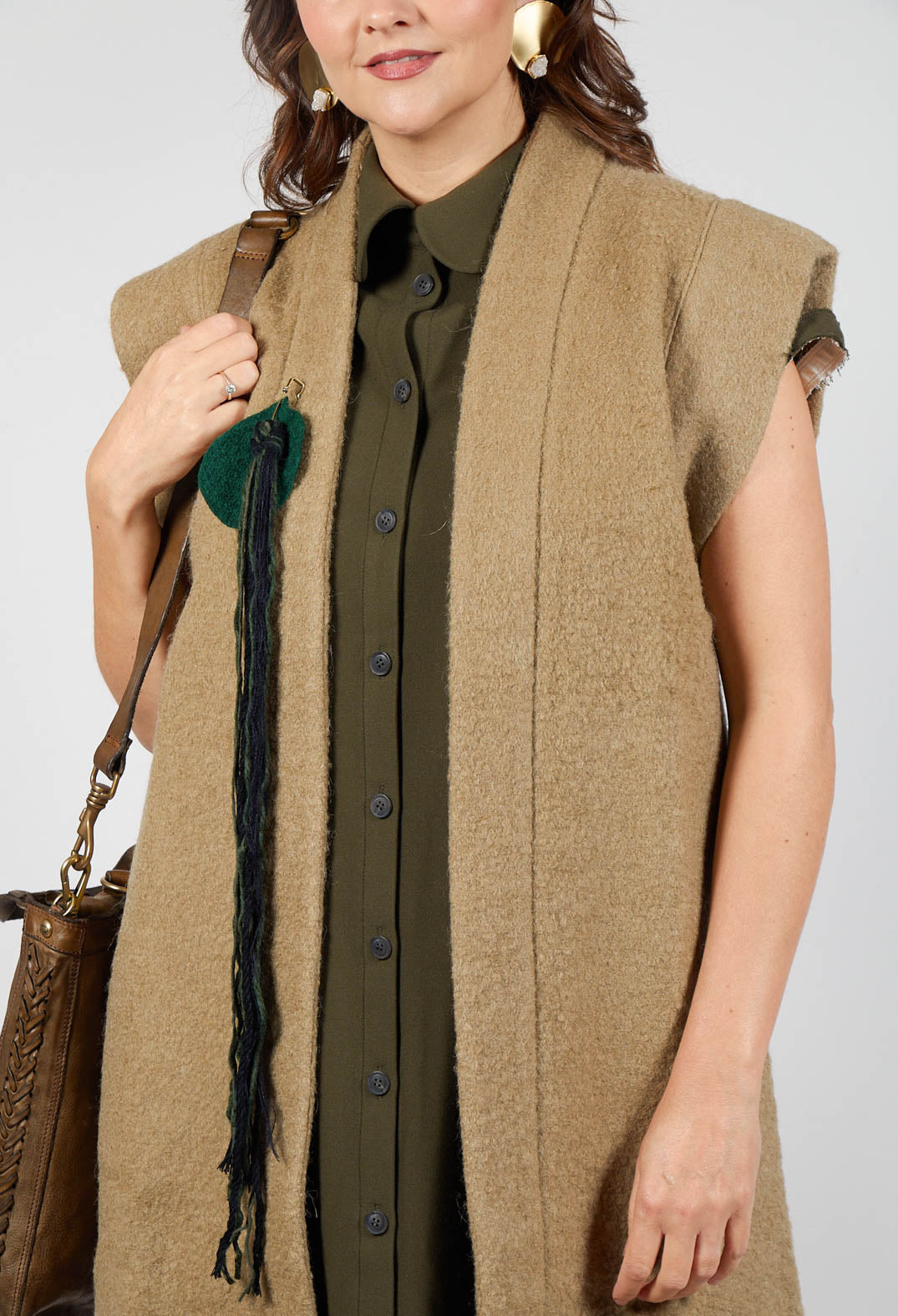 Longline Gilet in Camel