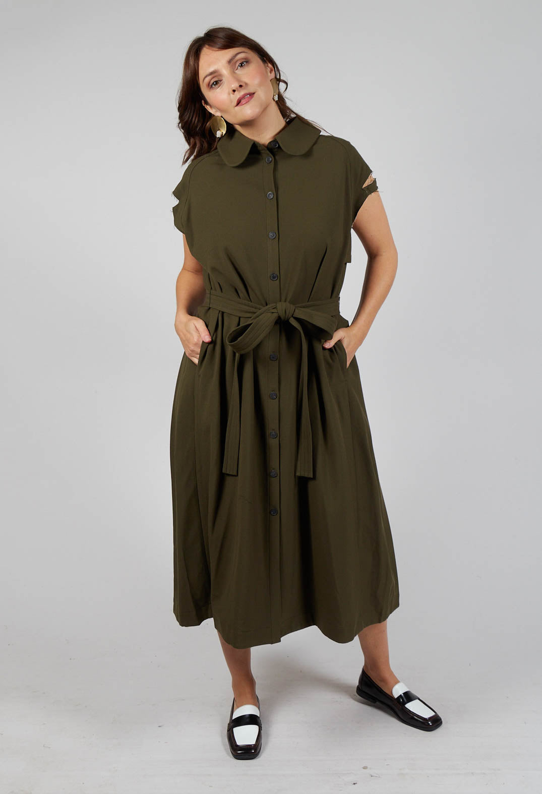 Peter Pan Dress in Olive