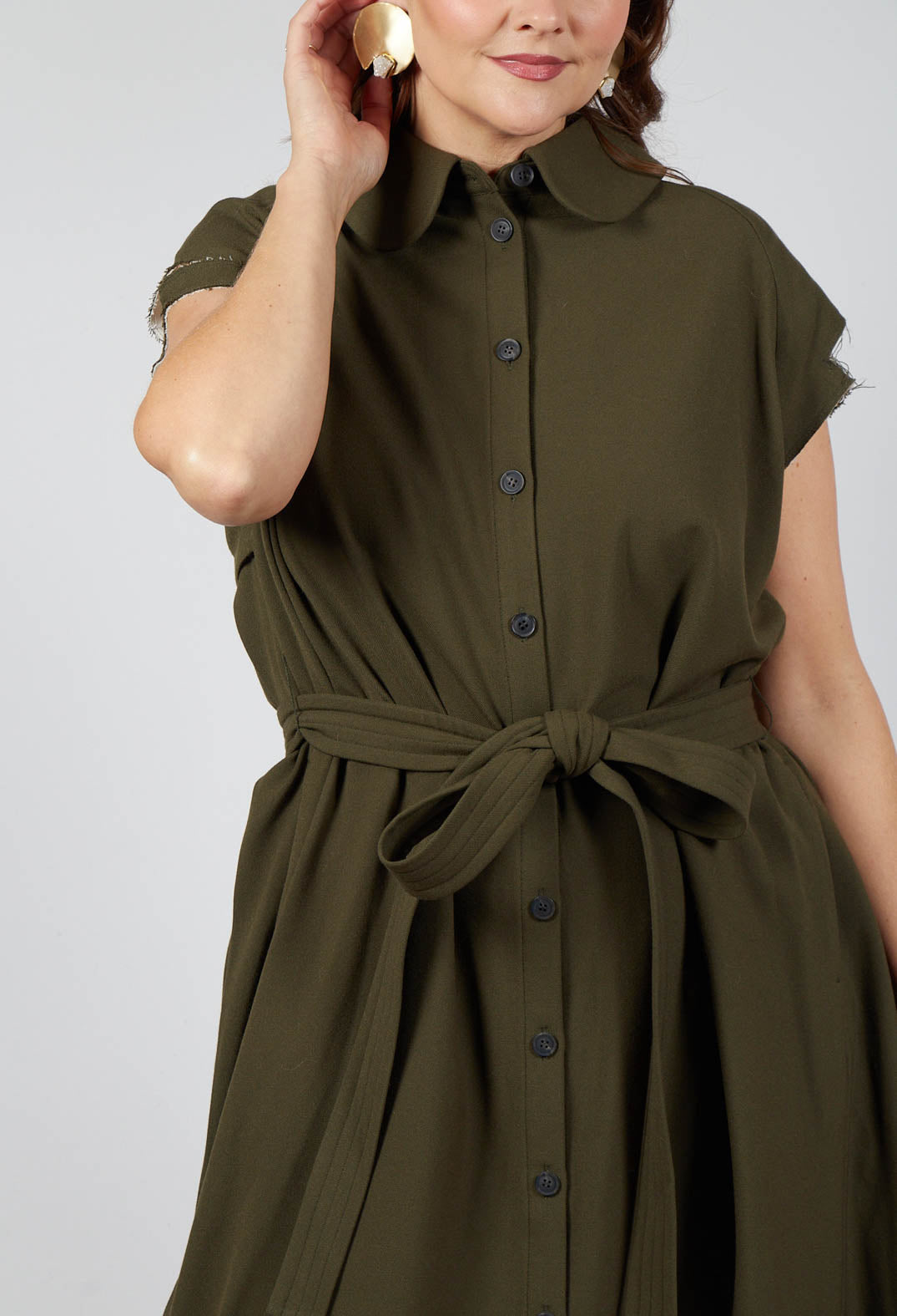 Peter Pan Dress in Olive