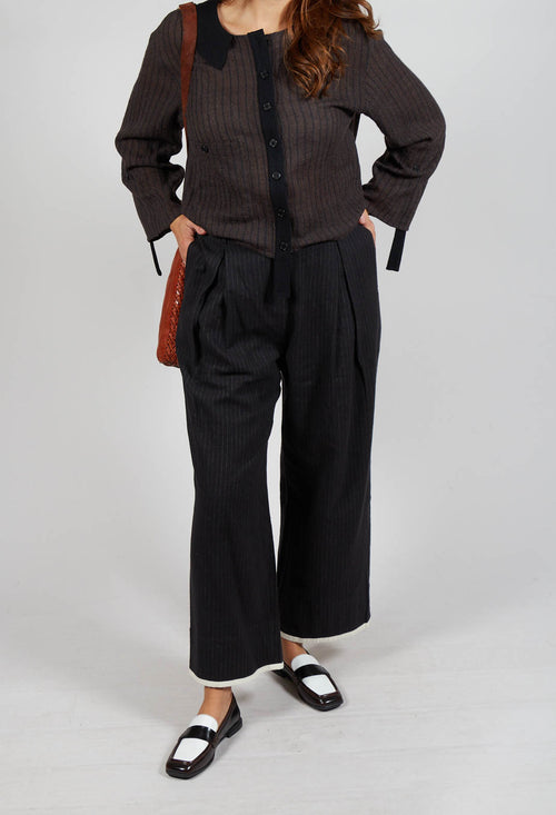 Pinstripe Trousers in Black