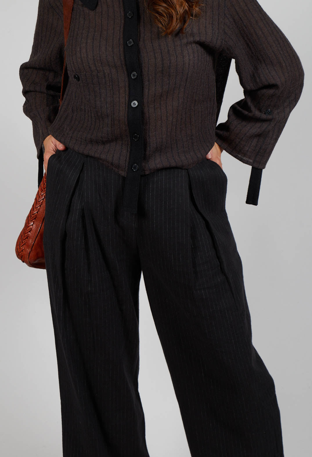 Pinstripe Trousers in Black