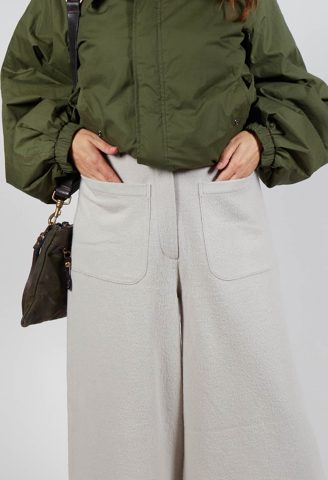 Pocket Wool Trousers in Cream