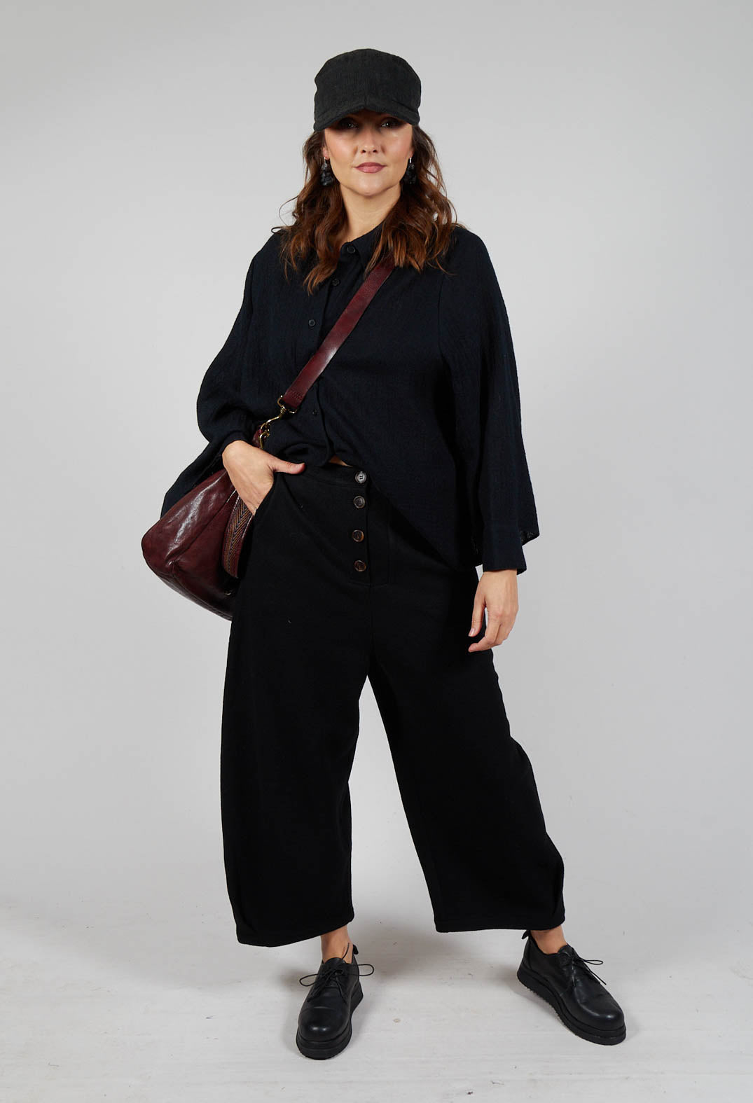 Barrel Leg Trousers in Black