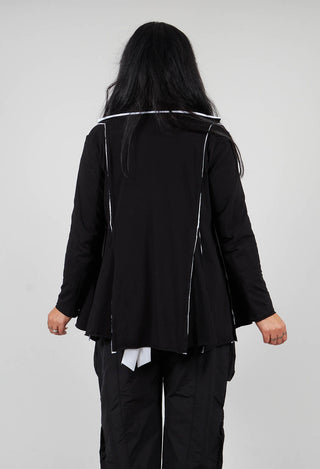 White Raw Edging Jacket in Black