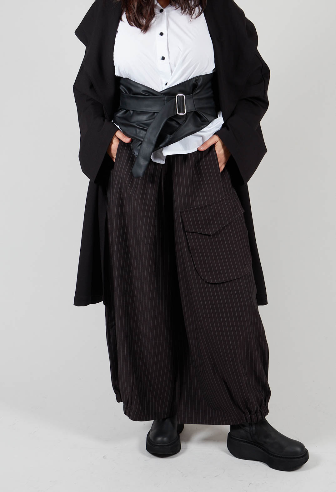 Pinstripe Trousers in Black