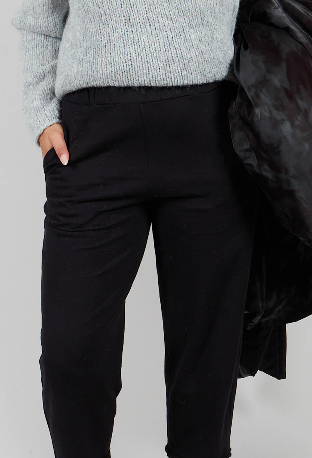 Straight Leg Cotton Trousers in Black