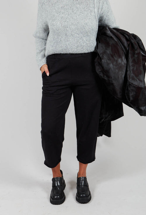 Straight Leg Cotton Trousers in Black