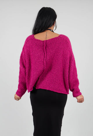 Slouchy Knit Jumper in Fuschia