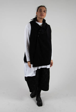 High Neck Sleeveless Jacket in Black