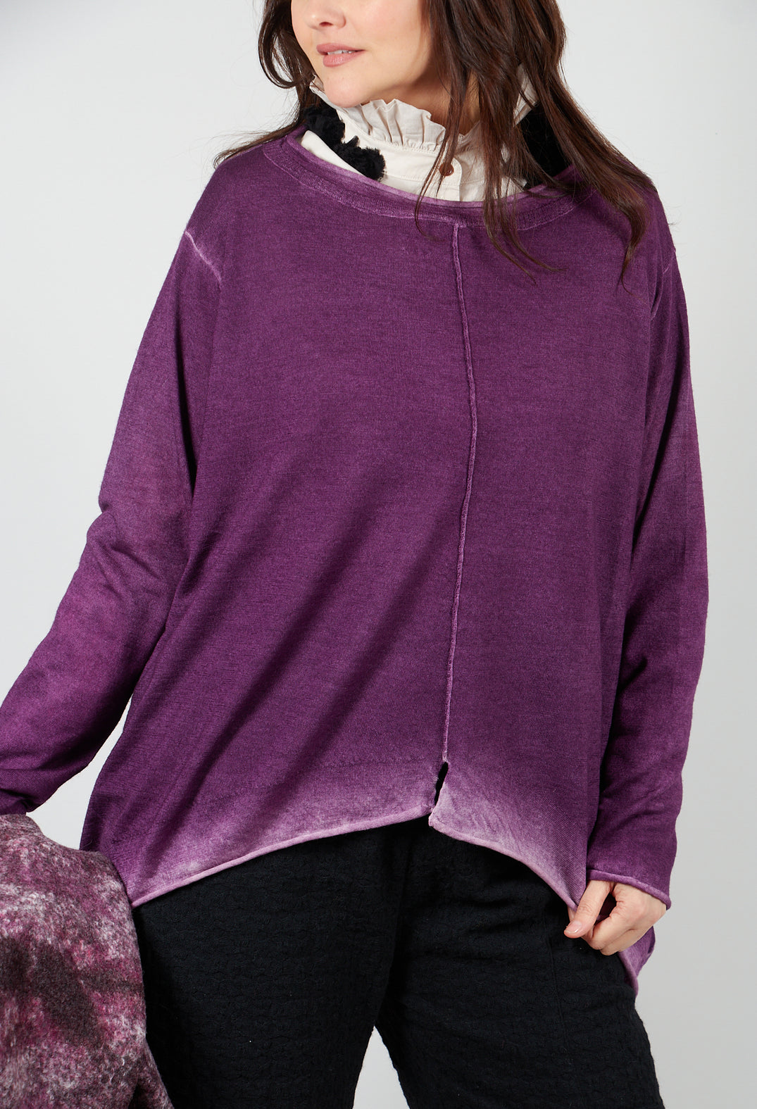 Knitted Slouch Jumper in Purple