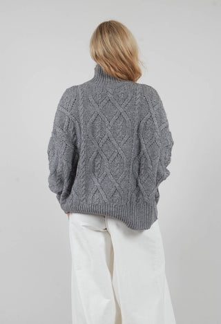 Chunky Cable Knit Jumper in Silver