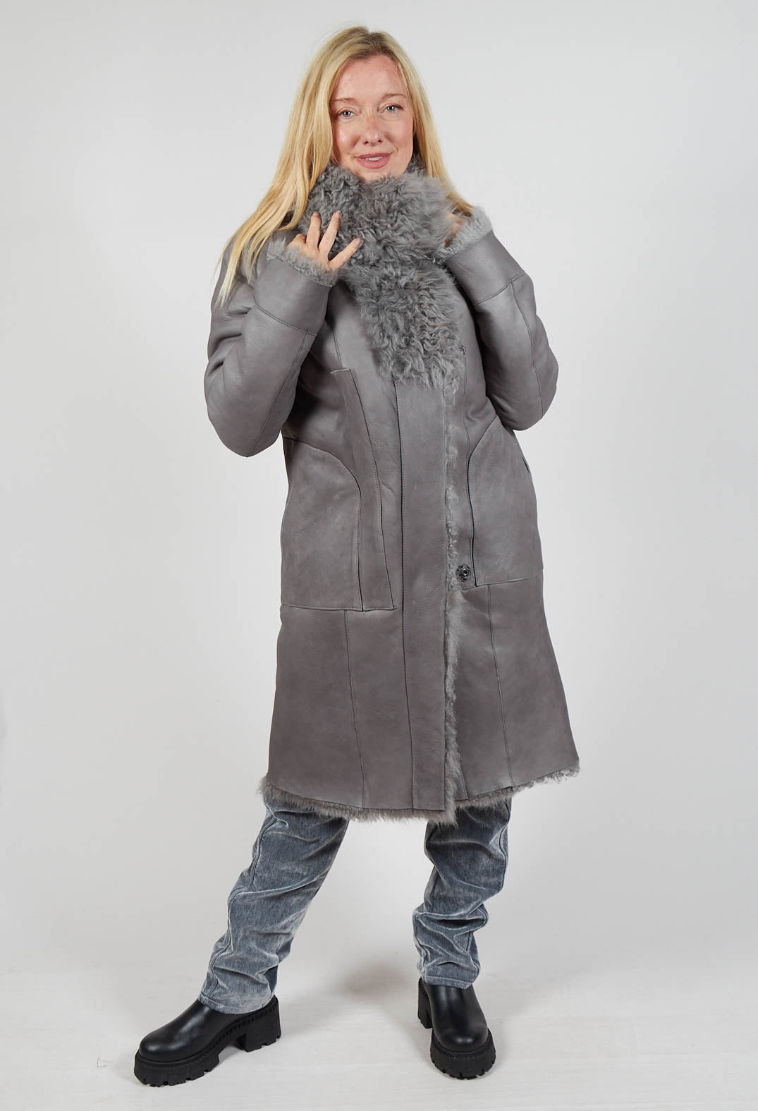 Curly Toscana Coat in Silver