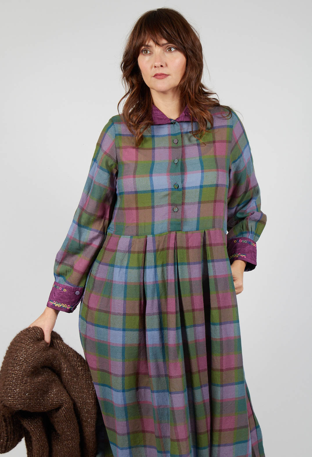 Wool Raven Dress in Multicolour Check