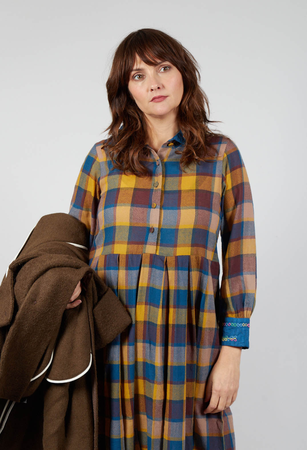 Wool Raven Dress in Yellow Check