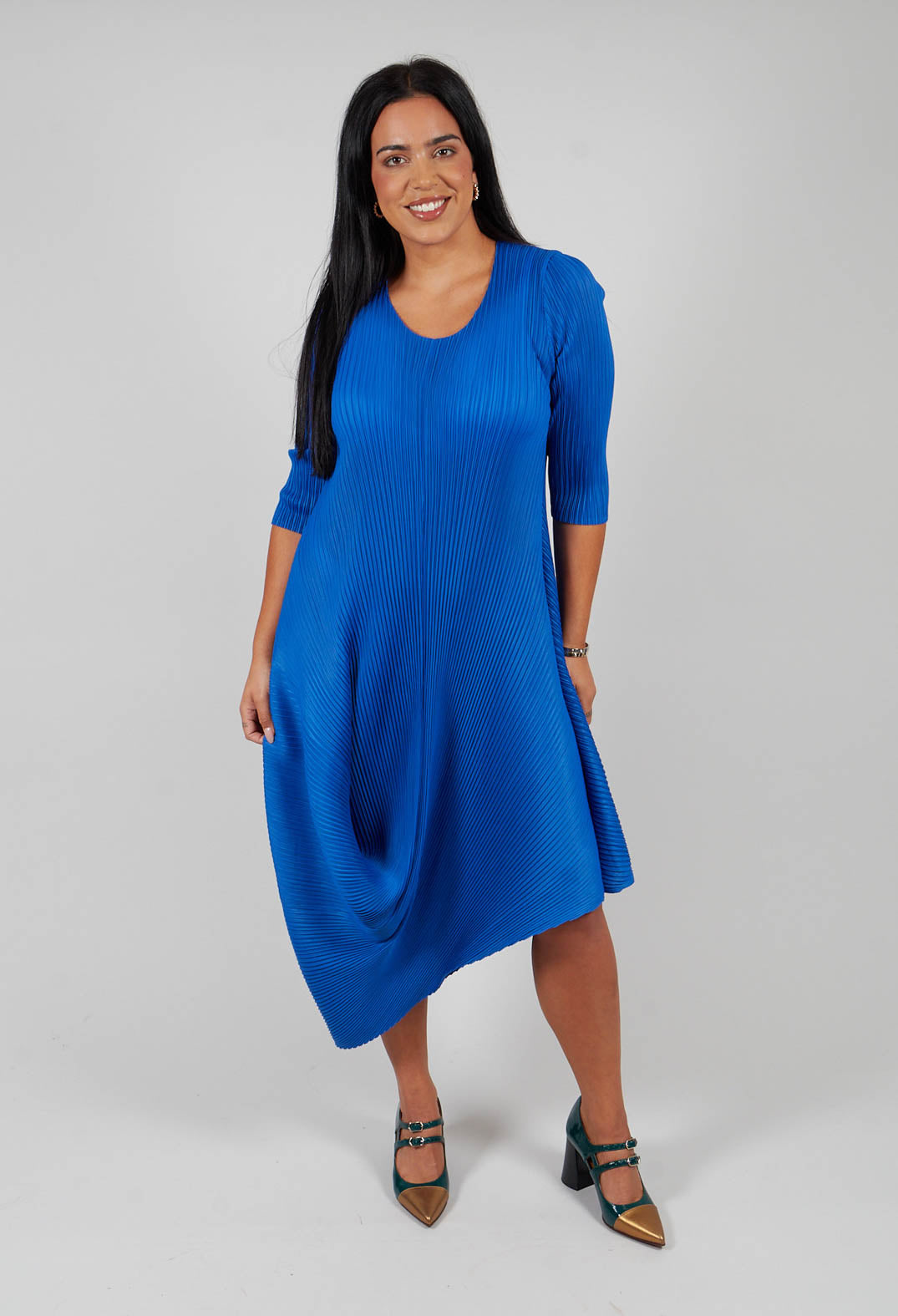 Long Draper Dress in Royal