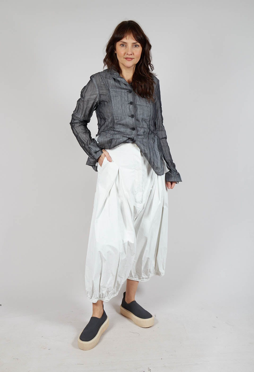 Pleat Front Trousers in Starwhite Brush