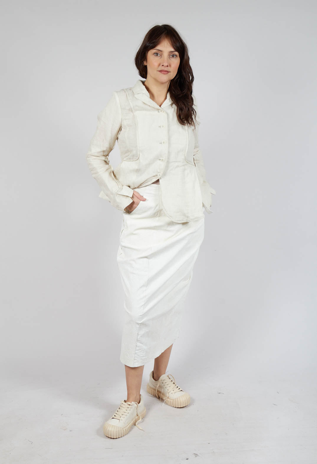 Midi Length Skirt in Starwhite Brush