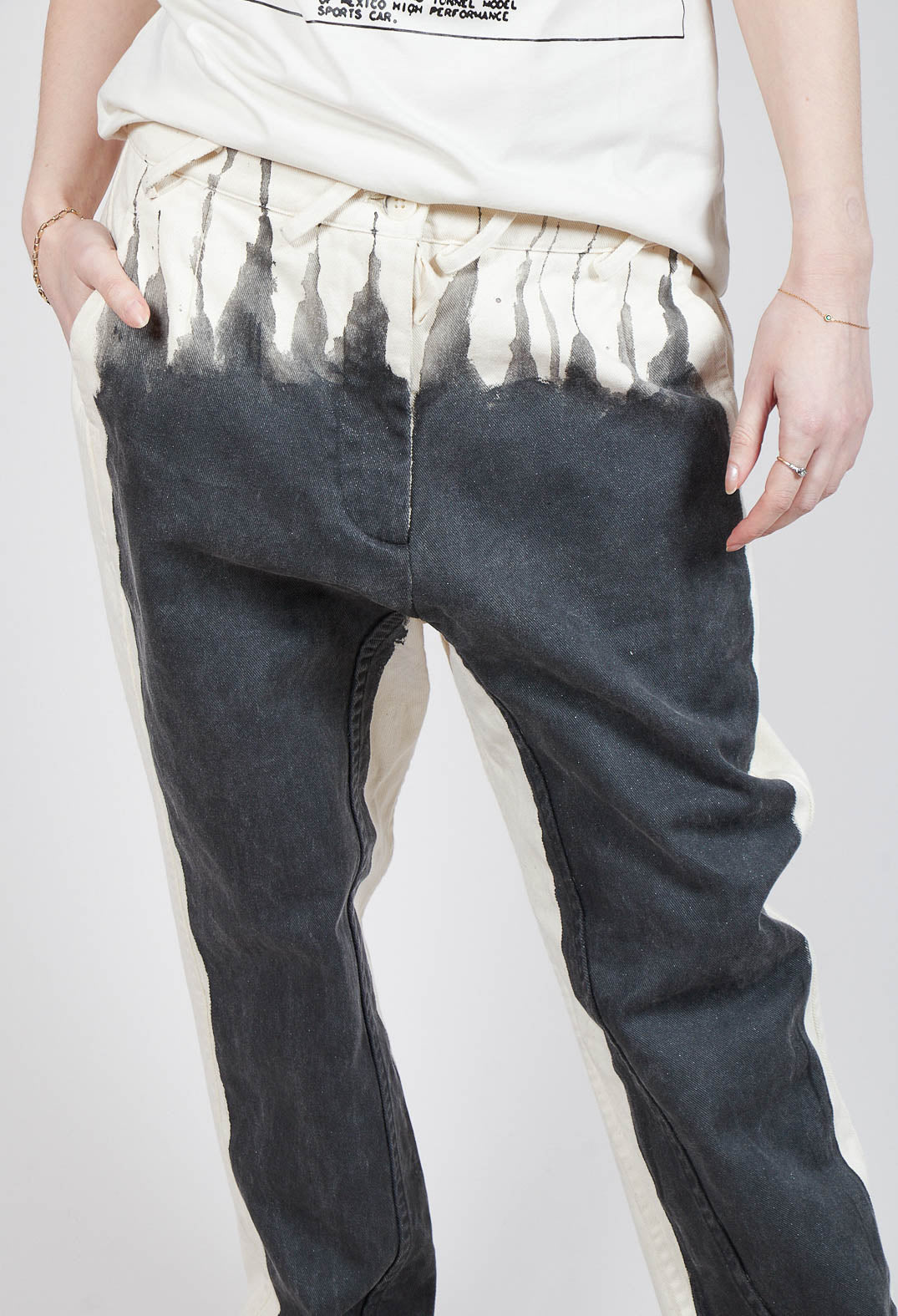 Asymmetric Belt Loop Trouser in Black Paint