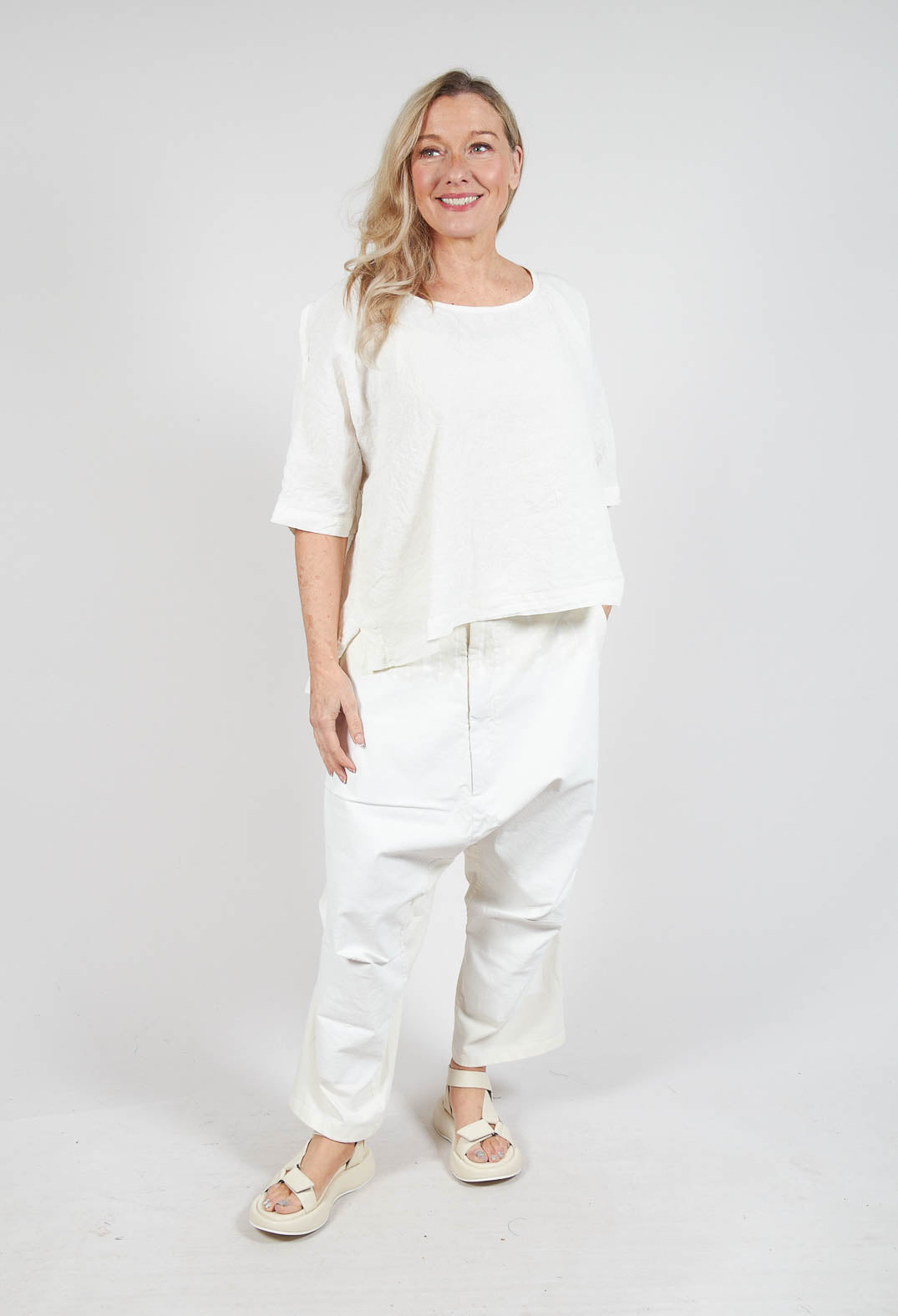 Drop Crotch Trousers in Starwhite Paint