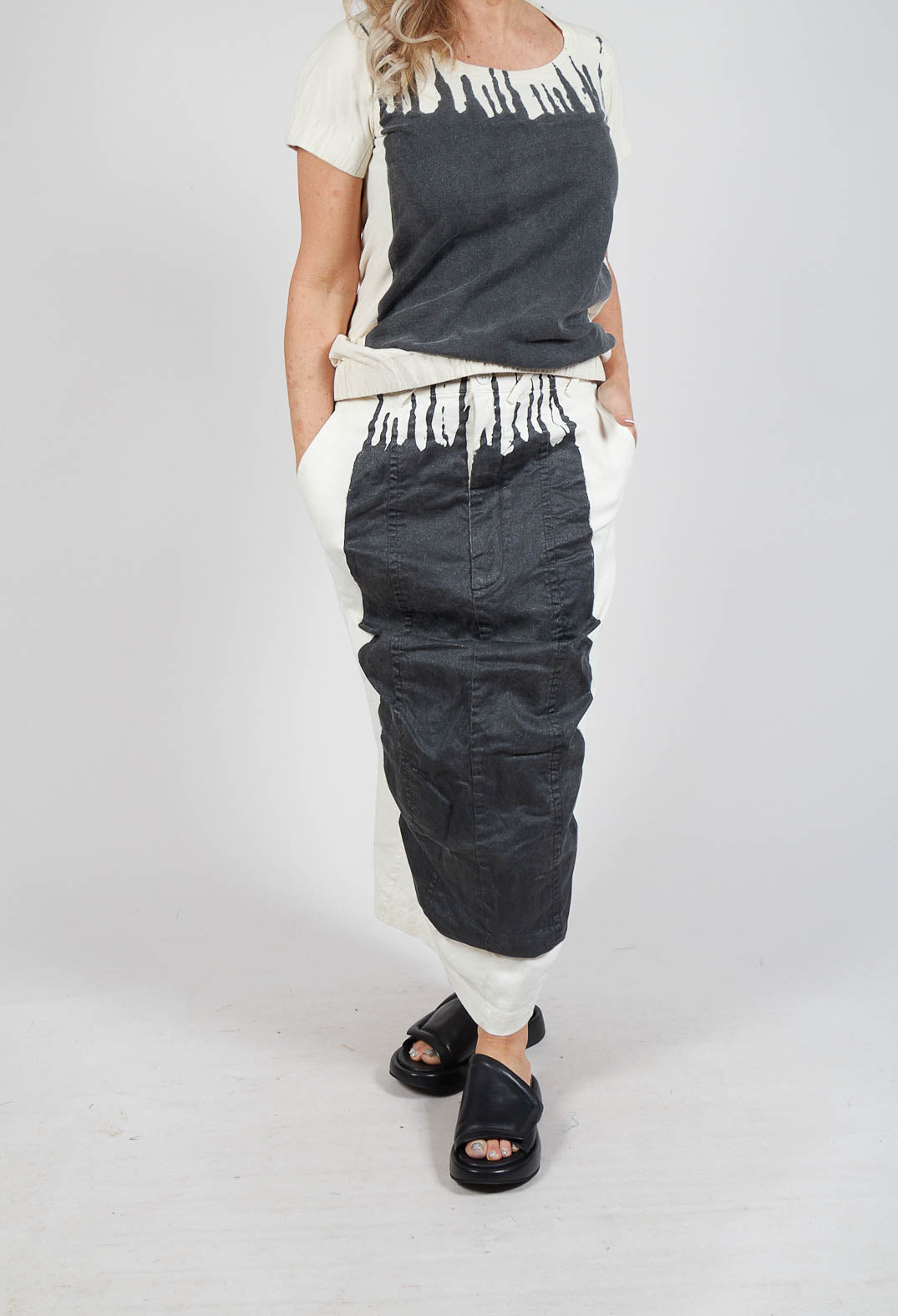 Seam Maxi Skirt in Black Paint