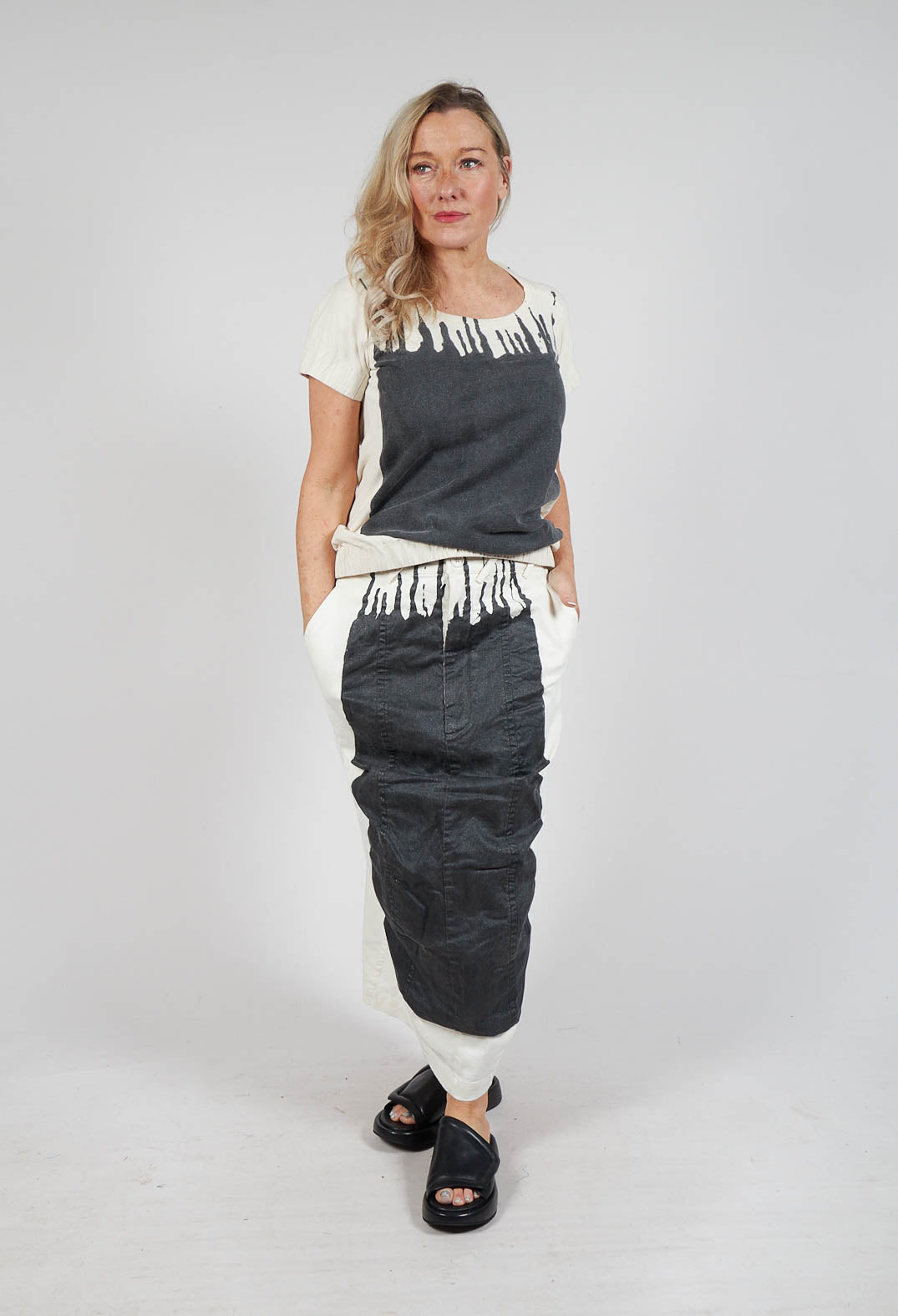 Seam Maxi Skirt in Black Paint