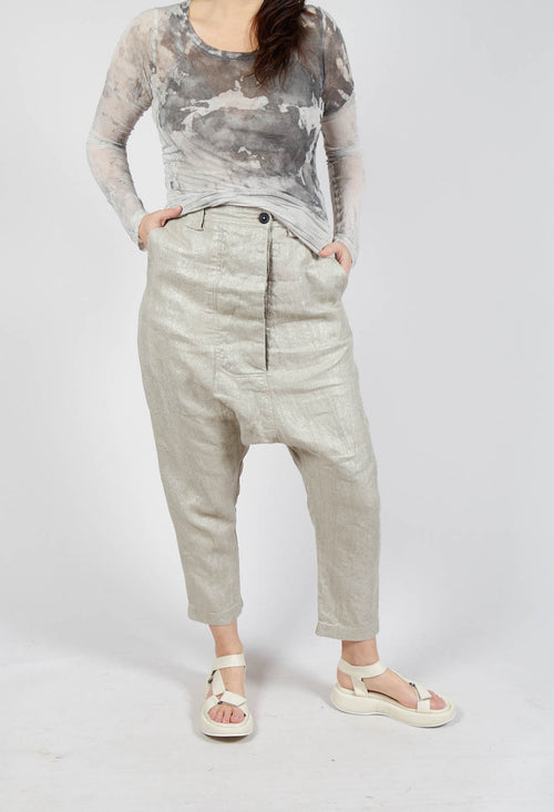 Linen Drop Crotch Trousers in Dust Sparkle