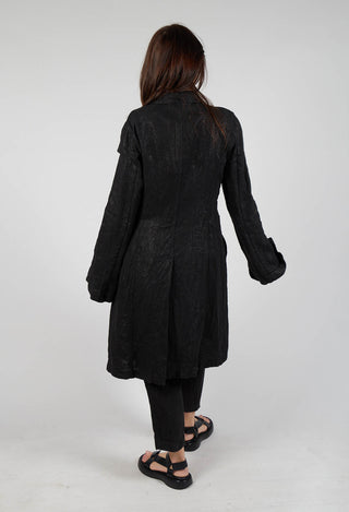 Longline Single Button Coat in Black Sparkle