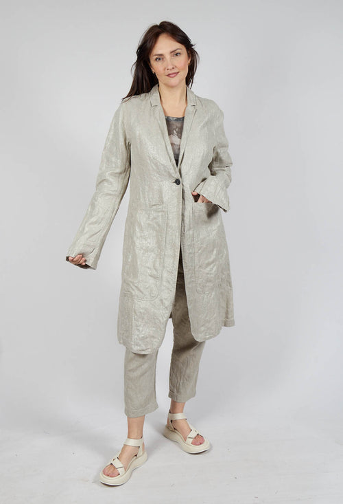 Longline Single Button Coat in Dust Sparkle