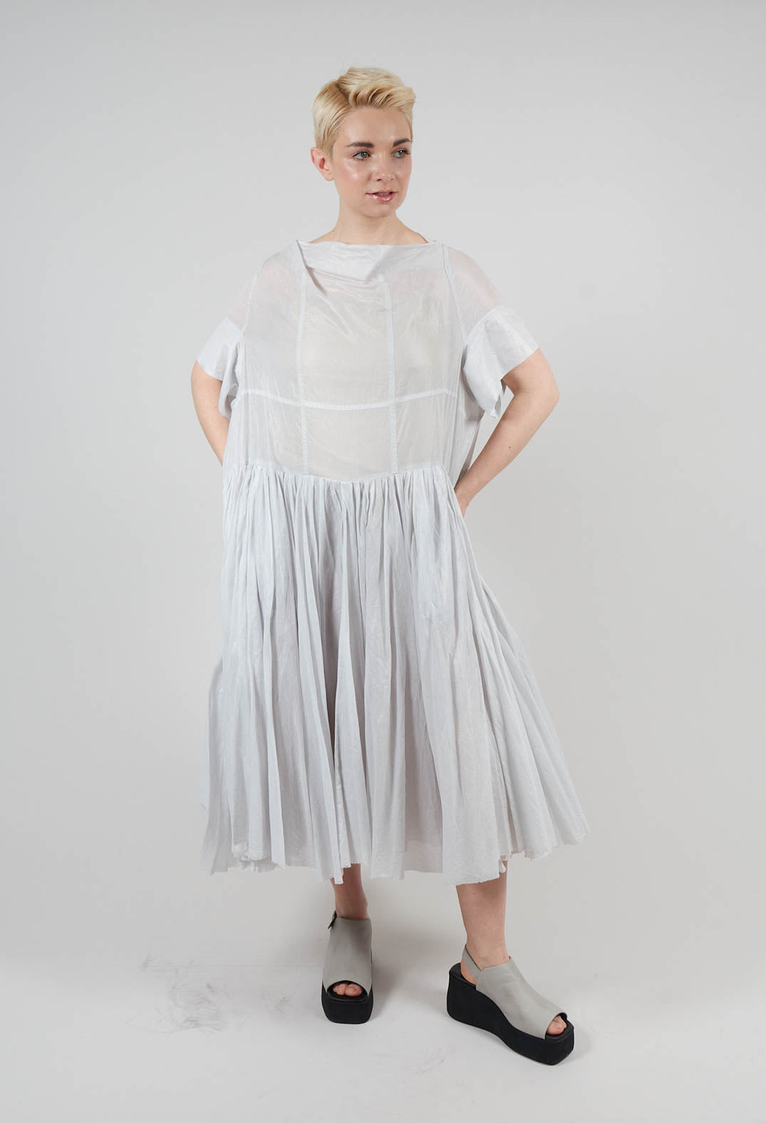 Relaxed Pleated Dress in Moon Sparkle