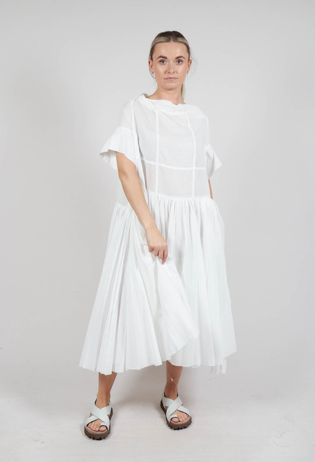 Relaxed Pleated Dress in Starwhite