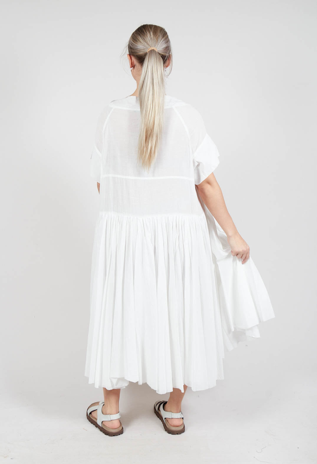 Relaxed Pleated Dress in Starwhite