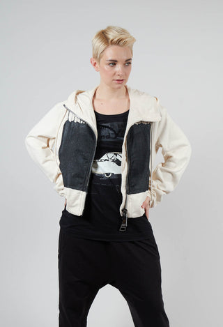 Cropped Hooded Jacket in Black Paint