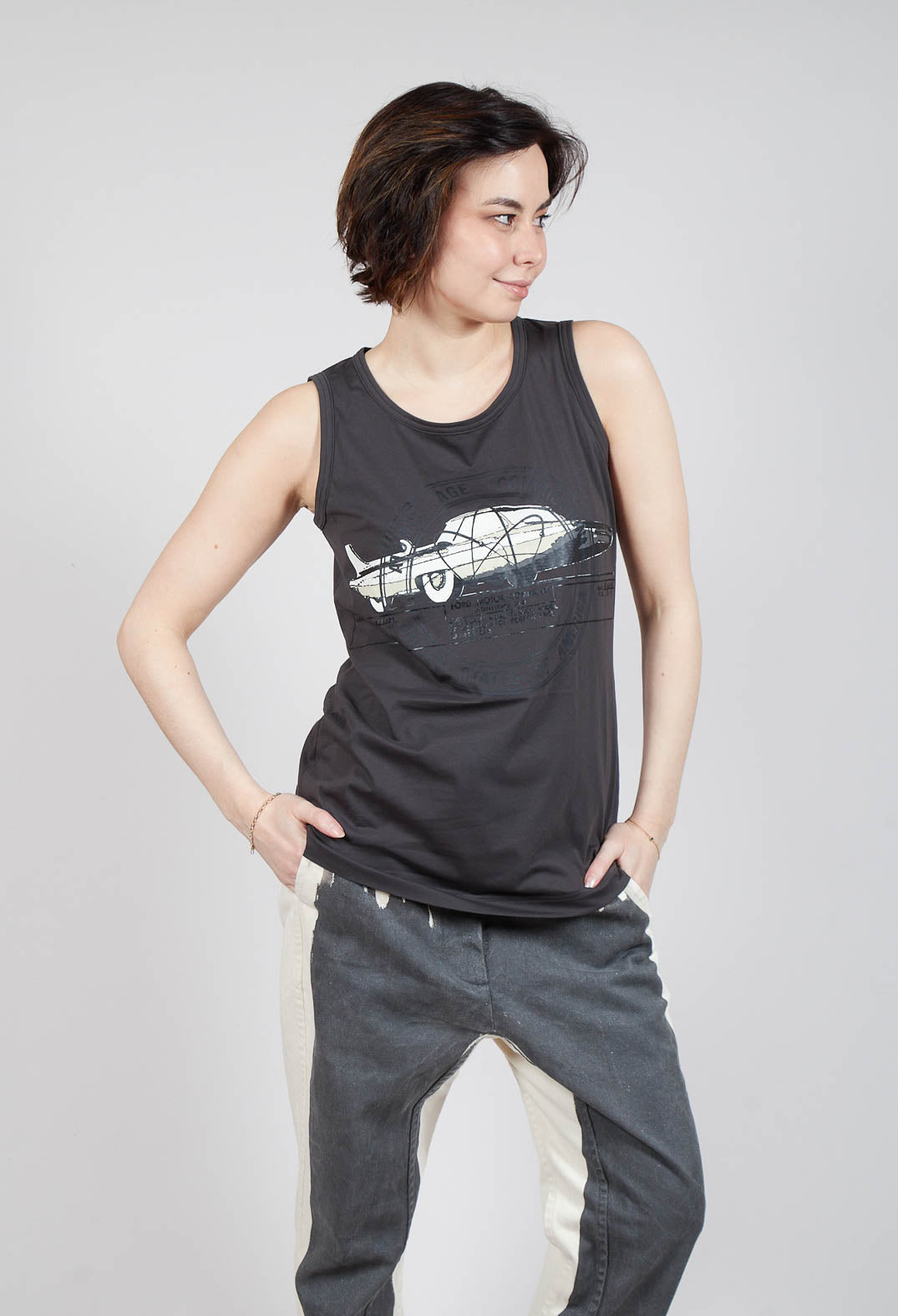 Sleeveless Vest in Asteroid Print