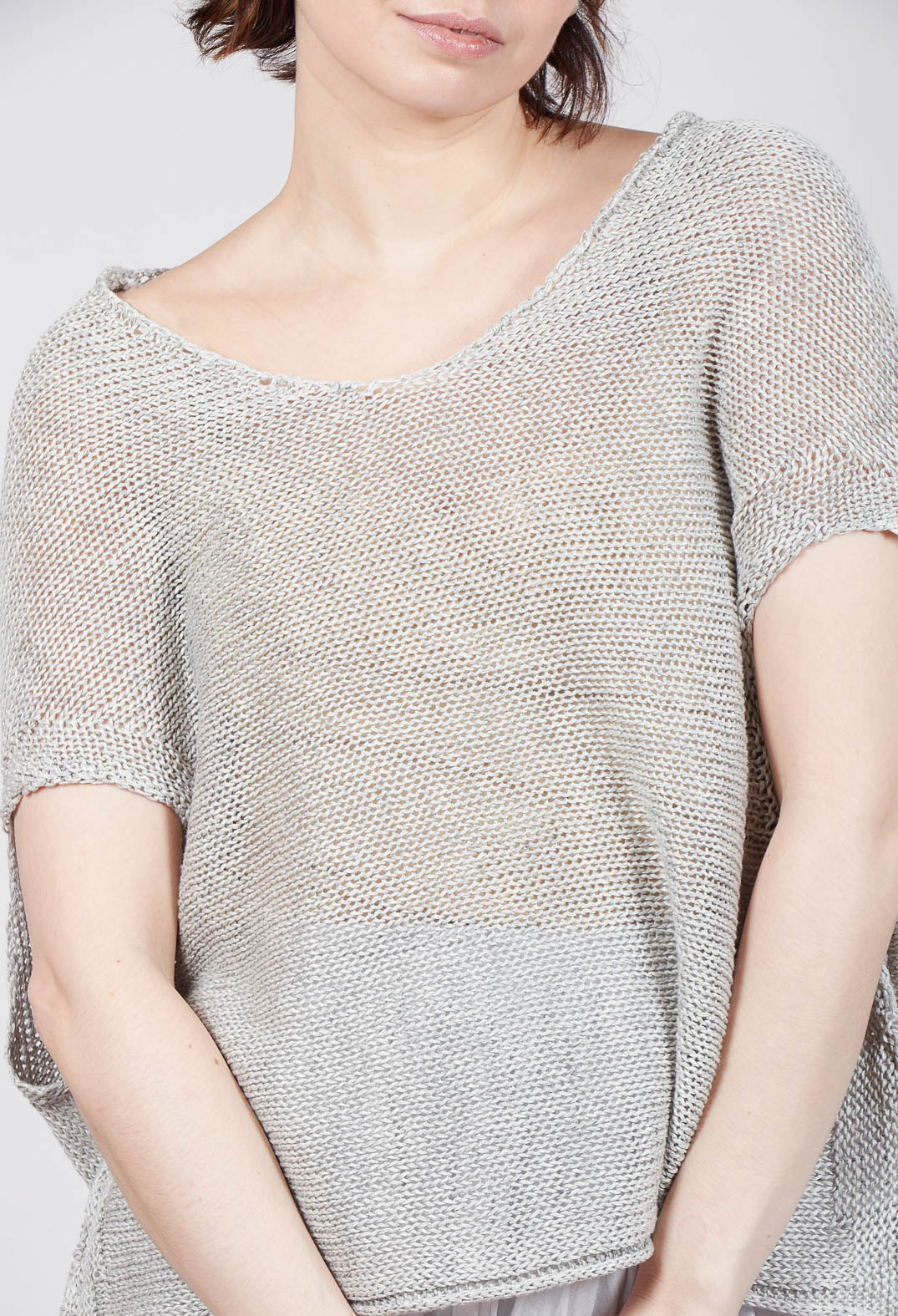 Open Knit Jumper in Moon Mel