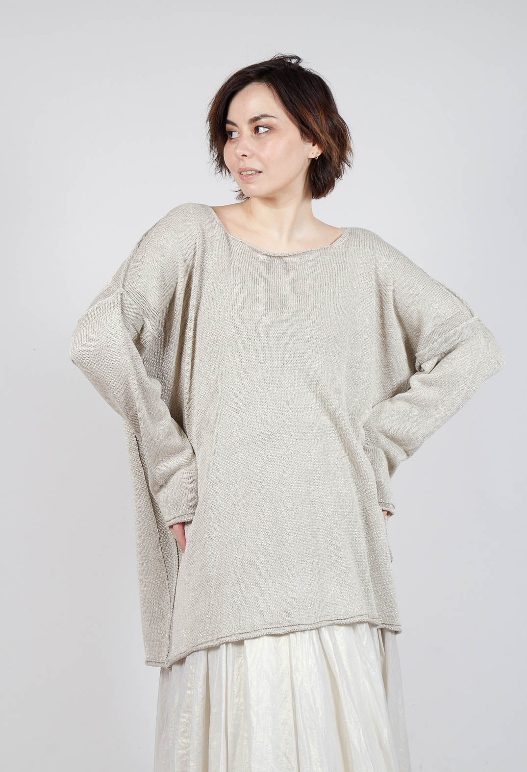 Longline Relaxed Knit in Dust Sparkle