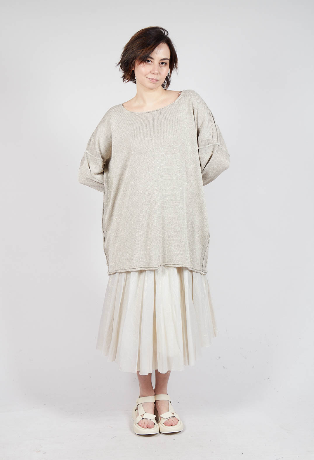 Longline Relaxed Knit in Dust Sparkle