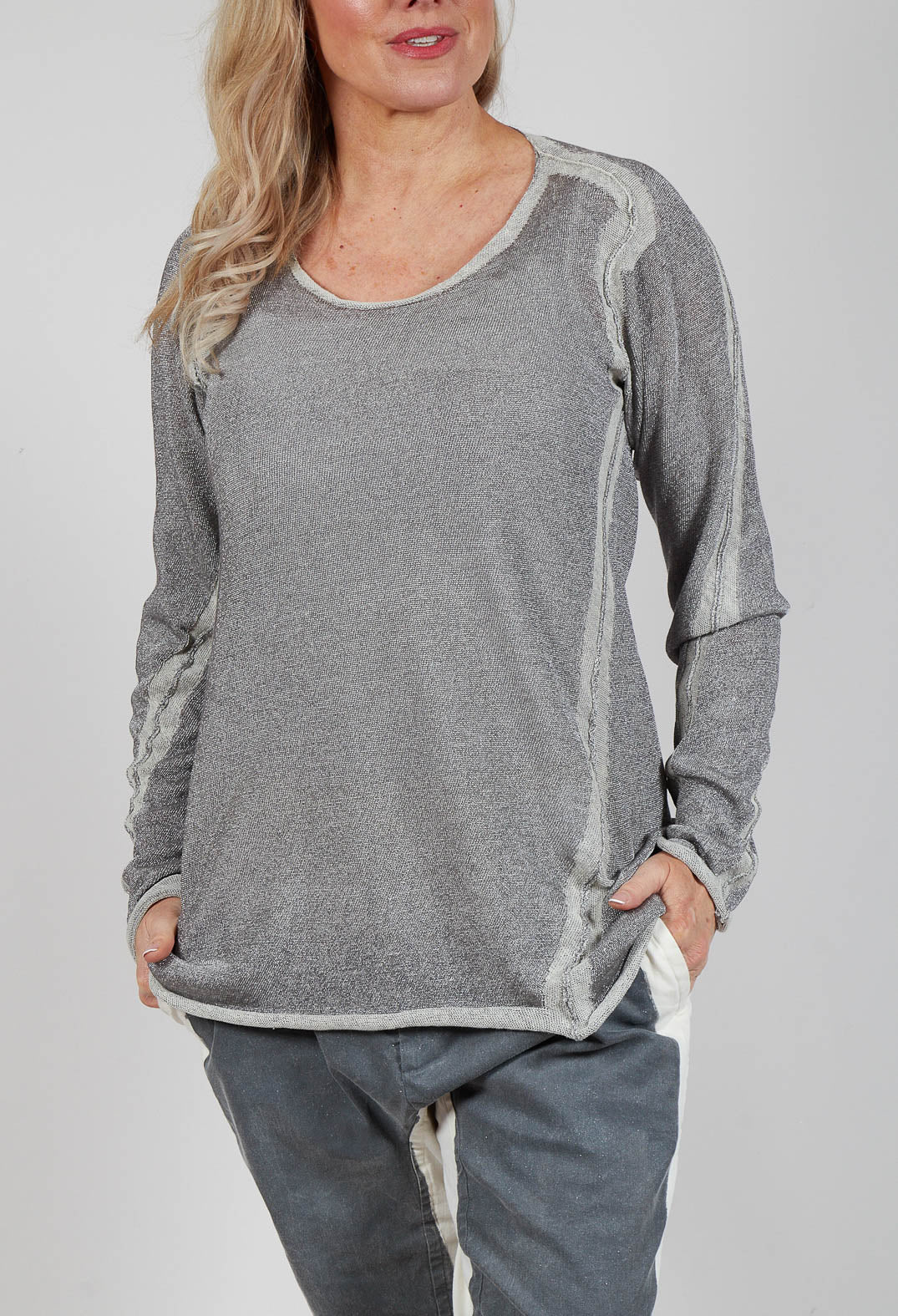 Long Sleeve Metallic Knit in Asteroid Sparkle