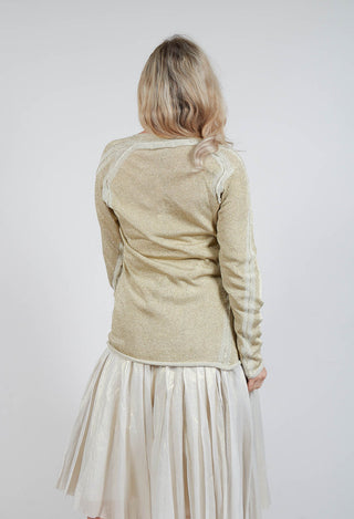 Long Sleeve Metallic Knit in Gold